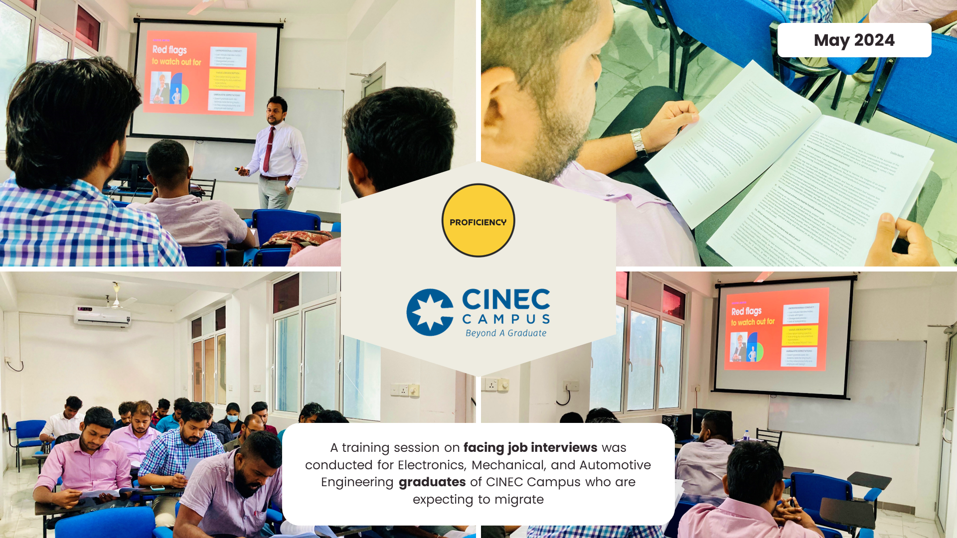 A training was done for the students of CINEC who have completed their degree to help them face interviews better and secure a job in the international market